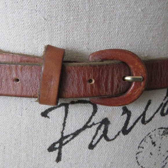 Vintage 1980s Brown Leather Belt - Picture 2 of 5